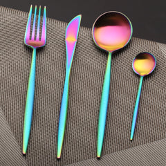 New Stainless Steel Colorful Rainbow Flatware Cutlery Set