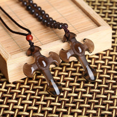 Lucky Cross Obsidian Necklace