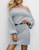 Image of Gray Off The Shoulder Sweater Dress