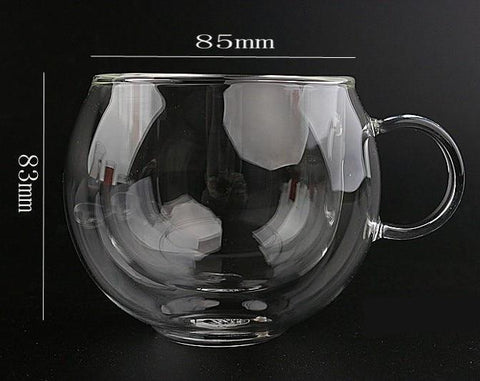 220ML Handle Double Glass Teacup Coffee Mugs