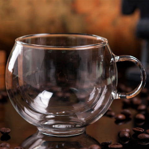 220ML Handle Double Glass Teacup Coffee Mugs