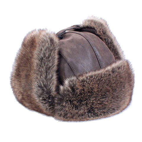 PU Leather Vintage Fur Russian Bomber Hat