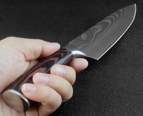 8Inch Santoku Damascus Pattern Slicing Set Chef Kitchen Knife