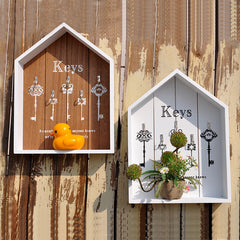 Wood Key Holder Decorative Floating Wall Shelves