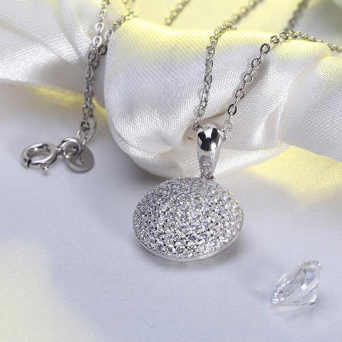 Round 925 Silver CZ Grandma Jewelry Necklace