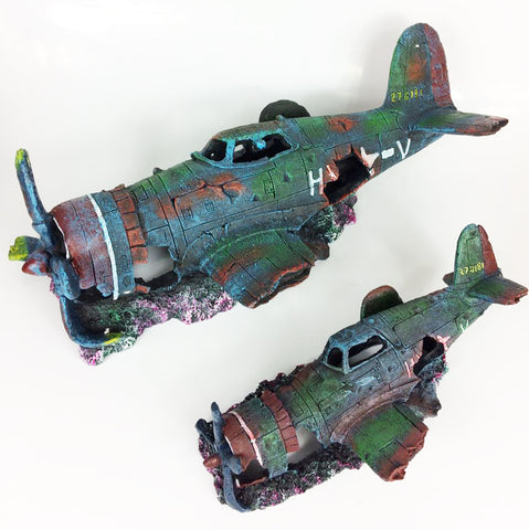 Large Sunken Airplane Aircraft Wreck Ornaments Aquarium Fish Tank Decorations