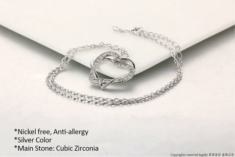 Double Heart CZ Sister Jewelry Necklaces