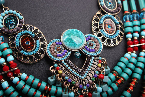 Vintage Handmade Bead Bohemian Jewelry Boho Necklace