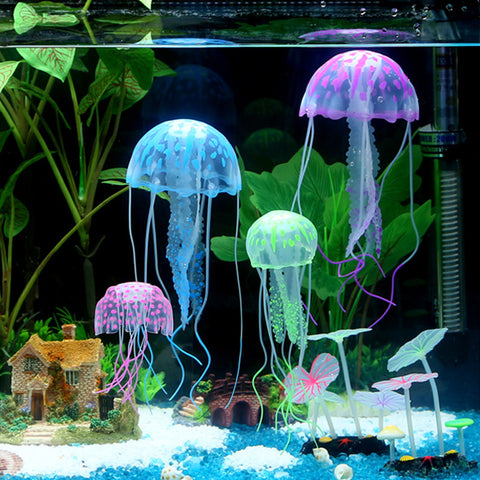 5Pcs 5Color Jellyfish Ornaments Aquarium Fish Tank Decorations