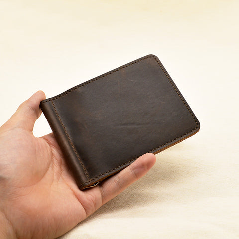 Genuine Leather Money Clip Slim Minimalist Wallet