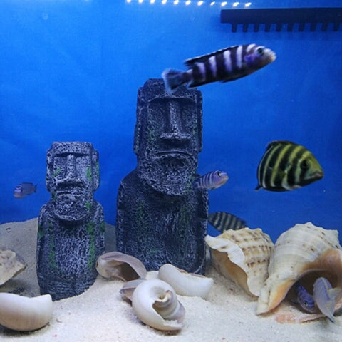 Easter Island Statue Ornaments Aquarium Fish Tank Decorations
