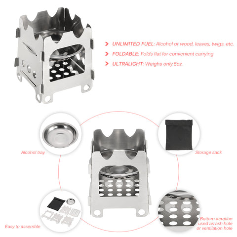 Tray Folding Lightweight Portable Backpacking Stove