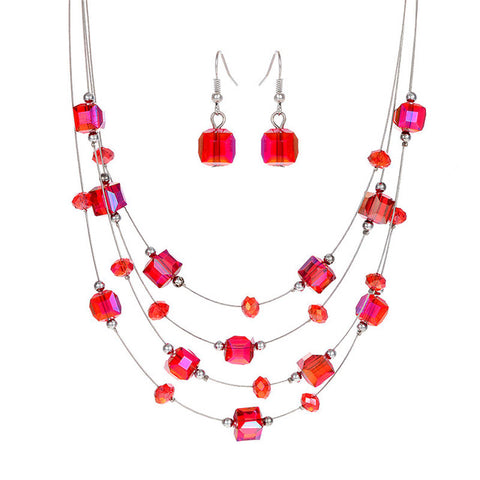 Layer Beads Earring Jewelry Coral Necklace