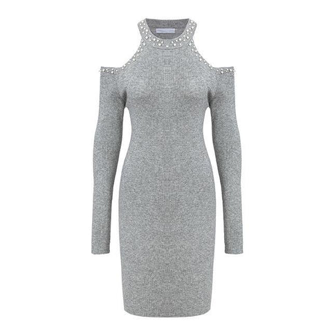 Elegant Off The Shoulder Sweater Dress