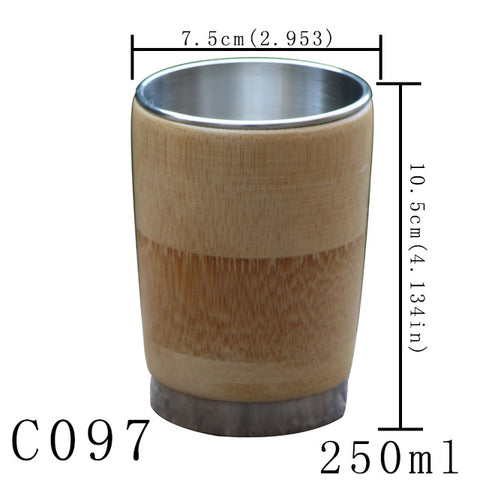 Stainless Steel Tumbler Thermo Bamboo Travel Tea Cup Coffee Mugs