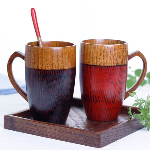 Premium Large Tall Handmade Wooden Tea Cup Coffee Mugs