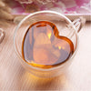 Image of Heart Shaped Handle Double Glass Teacup Coffee Mugs