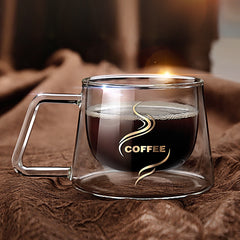 200ML Handle Double Glass Teacup Coffee Mugs