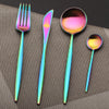 Image of New Stainless Steel Colorful Rainbow Flatware Cutlery Set