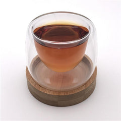 Bamboo Coaster Saucer Espresso Coffee Double Glass Set Tea Cup