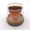 Image of Bamboo Coaster Saucer Espresso Coffee Double Glass Set Tea Cup