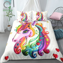 Cute Rainbow Unicorn Bedding Set