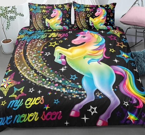 3D Rainbow Unicorn Bedding Set
