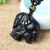 Image of Wealth Lucky Elephant Black Obsidian Necklace