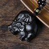 Image of Wealth Lucky Elephant Black Obsidian Necklace