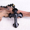 Image of Cross Black Obsidian Necklace