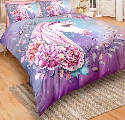 Microfiber Purple Unicorn Bedding Set