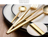Image of 24Pcs 6sets Gold Top Stainless Steel Party Dinnerware Flatware Cutlery Set