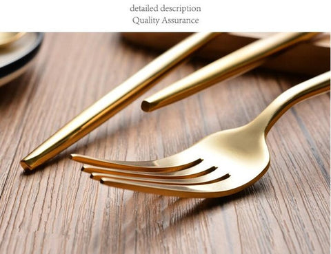24Pcs 6sets Gold Top Stainless Steel Party Dinnerware Flatware Cutlery Set