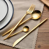 Image of 24Pcs 6sets Gold Top Stainless Steel Party Dinnerware Flatware Cutlery Set