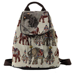 Elephant Embroidery Canvas Backpack
