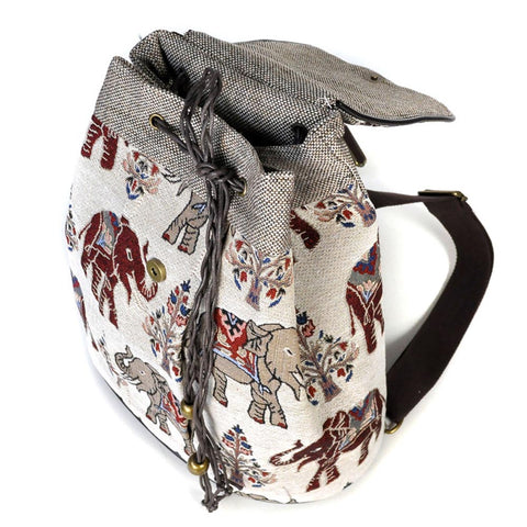 Elephant Embroidery Canvas Backpack