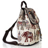 Image of Elephant Embroidery Canvas Backpack