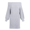 Image of Gray Off The Shoulder Sweater Dress