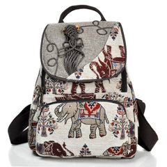 Embroidery Elephant Canvas Backpack
