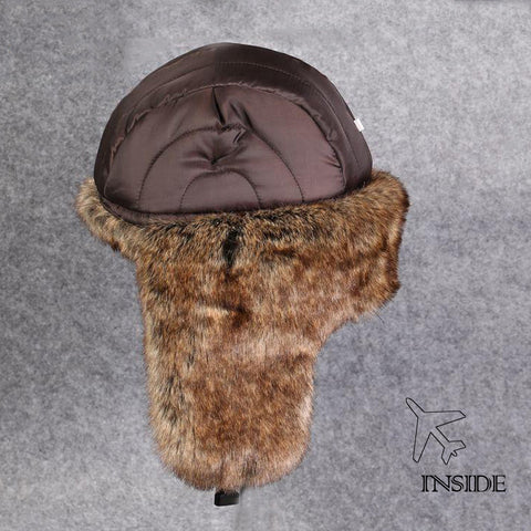 Earflap Wool Blend Fur Russian Bomber Hat
