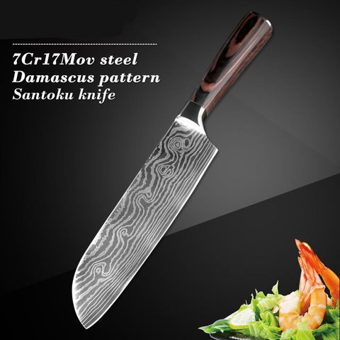 Stainless Steel Blade Damascus Laser Cooking Set Chef Kitchen Knife