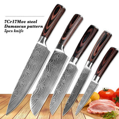 Stainless Steel Blade Damascus Laser Cooking Set Chef Kitchen Knife