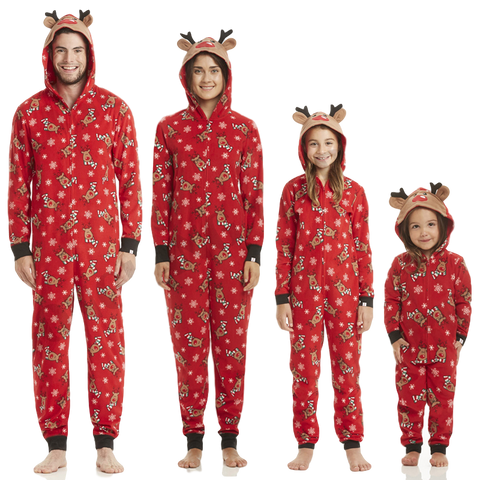 Deer Hood PJS Matching Family Christmas Pajamas