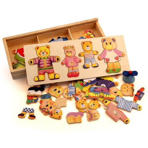 Little Bear Dressing Wooden Puzzle Board
