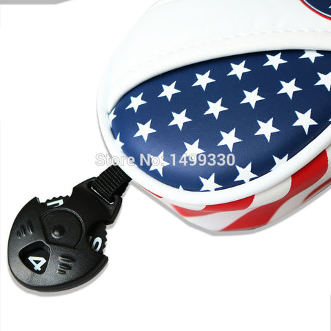 USA Flag PU Leather UT FW Driver Golf Head Covers