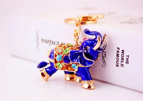 Colorful Crystal Elephant Keychain