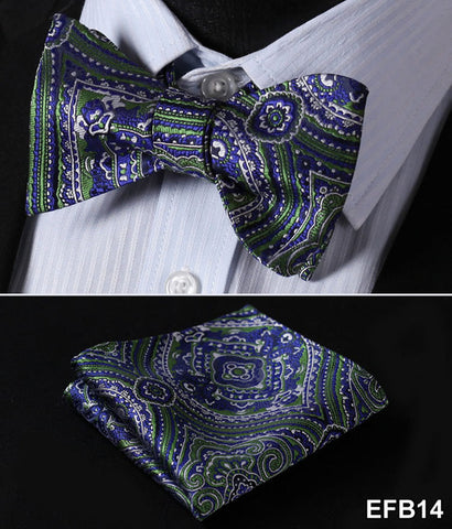 Floral Paisley Butterfly Silk Handkerchief Bow Tie