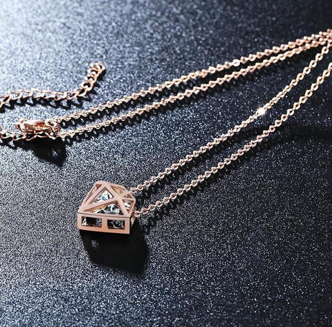 Diamond Rose Gold CZ Sister Jewelry Necklaces