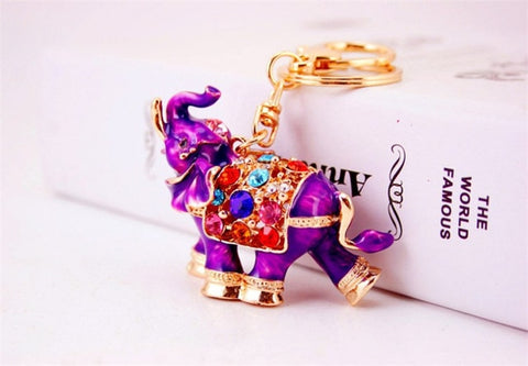 Colorful Crystal Elephant Keychain