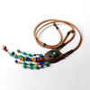 Image of Long Leather Blue Bohemian Jewelry Boho Necklace